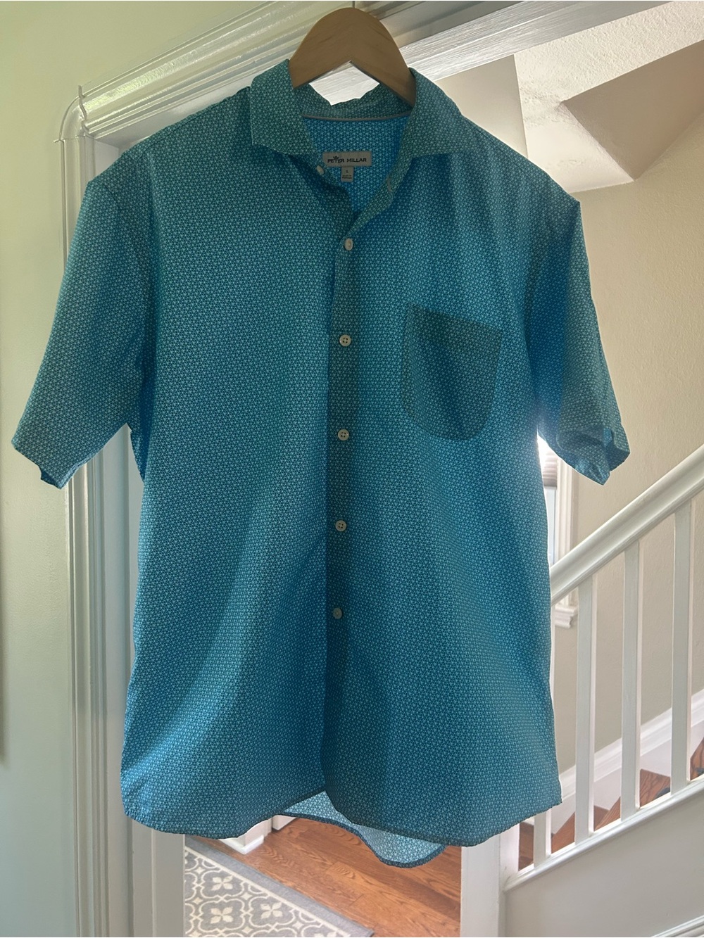Peter Millar Teal Short-Sleeve Printed Shirt